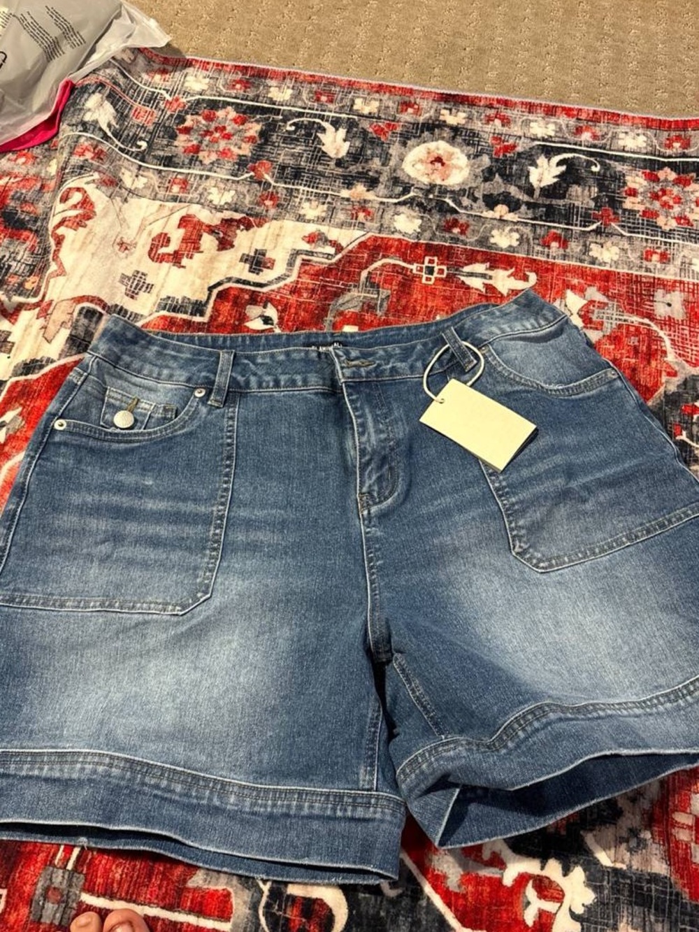 Flamingals Wash Split Mid Waist Denim Mid Thigh Shorts Without Belt 2XL PS9-31 - Picture 8 of 8